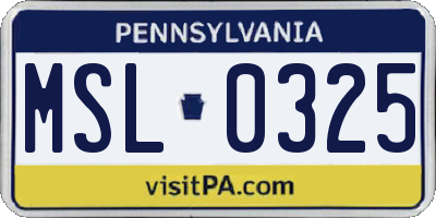 PA license plate MSL0325