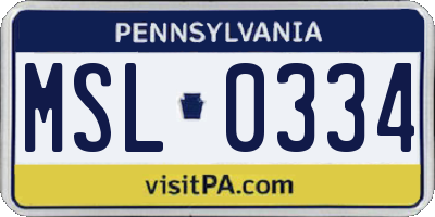PA license plate MSL0334