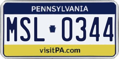 PA license plate MSL0344