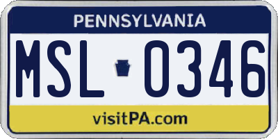PA license plate MSL0346