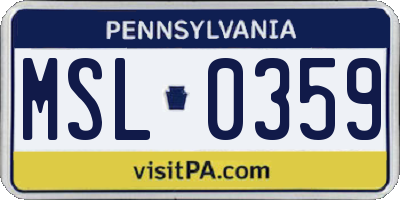 PA license plate MSL0359
