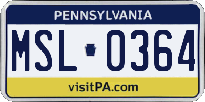 PA license plate MSL0364