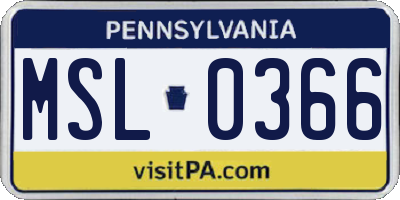 PA license plate MSL0366