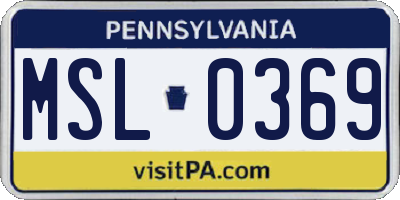 PA license plate MSL0369