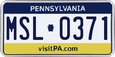 PA license plate MSL0371