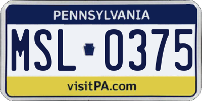 PA license plate MSL0375