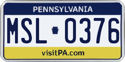 PA license plate MSL0376