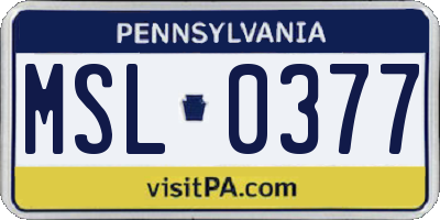 PA license plate MSL0377