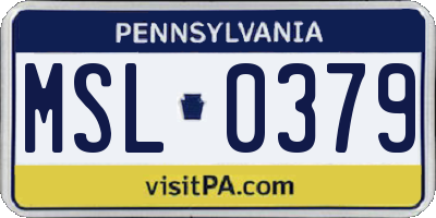 PA license plate MSL0379