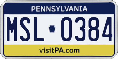 PA license plate MSL0384