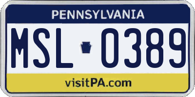 PA license plate MSL0389