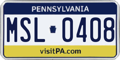 PA license plate MSL0408