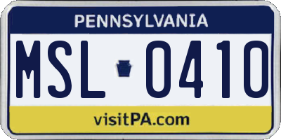 PA license plate MSL0410