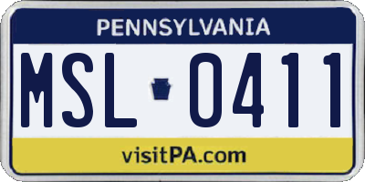 PA license plate MSL0411