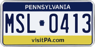 PA license plate MSL0413