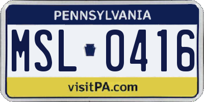 PA license plate MSL0416