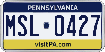 PA license plate MSL0427