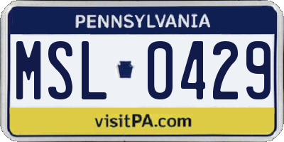 PA license plate MSL0429