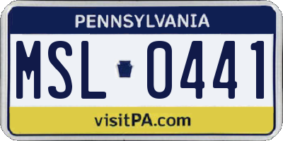 PA license plate MSL0441