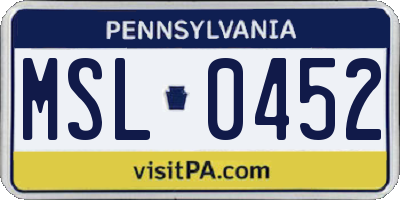 PA license plate MSL0452