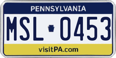 PA license plate MSL0453