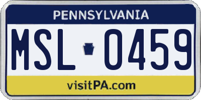 PA license plate MSL0459