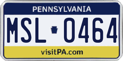 PA license plate MSL0464