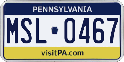 PA license plate MSL0467