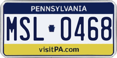PA license plate MSL0468