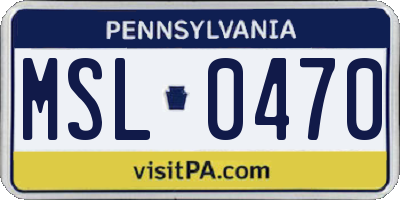 PA license plate MSL0470