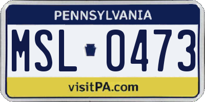 PA license plate MSL0473