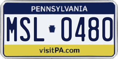 PA license plate MSL0480