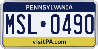 PA license plate MSL0490