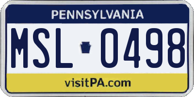 PA license plate MSL0498