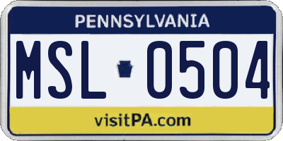 PA license plate MSL0504
