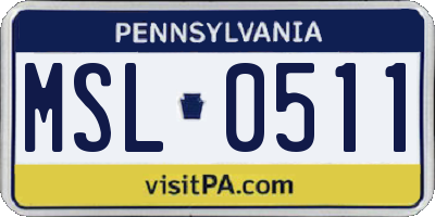PA license plate MSL0511