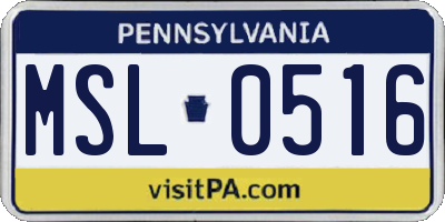 PA license plate MSL0516