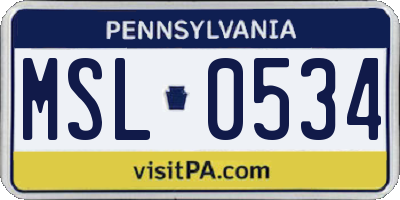 PA license plate MSL0534