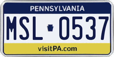 PA license plate MSL0537