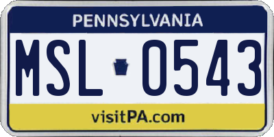 PA license plate MSL0543
