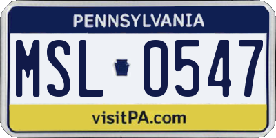 PA license plate MSL0547