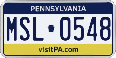 PA license plate MSL0548