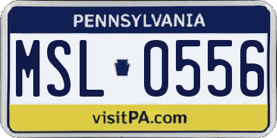PA license plate MSL0556