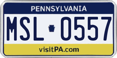PA license plate MSL0557