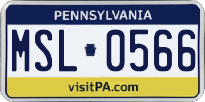 PA license plate MSL0566