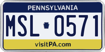 PA license plate MSL0571
