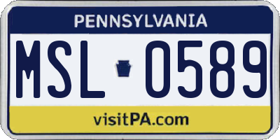 PA license plate MSL0589
