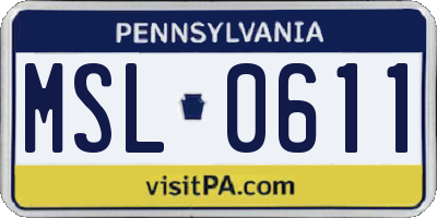 PA license plate MSL0611