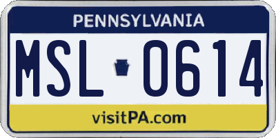 PA license plate MSL0614