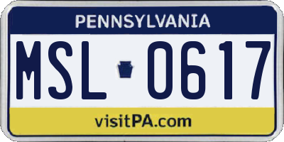 PA license plate MSL0617